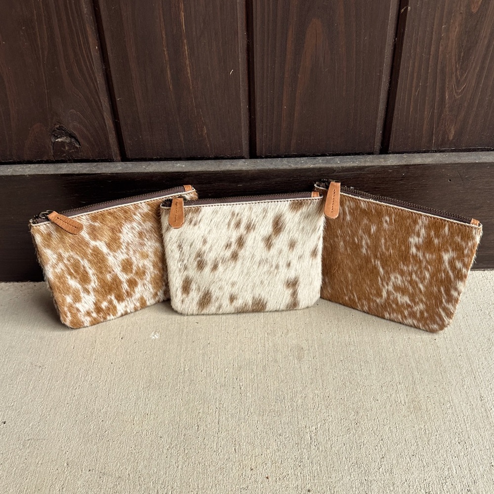 Cowhide Print Pouches